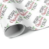 メリークリスマスY'allタイポグラフィラッピング紙 ラッピングペーパー (ロールコーナー)