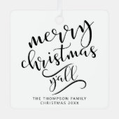 メリークリスマスY'allテキサス州ホリデーフォト メタルオーナメント (正面)