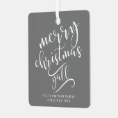 メリークリスマスY'allテキサス州ホリデーフォト メタルオーナメント (正面左)