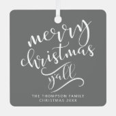 メリークリスマスY'allテキサス州ホリデーフォト メタルオーナメント (正面)