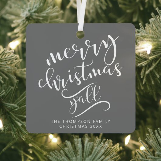 メリークリスマスY'allテキサス州ホリデーフォト メタルオーナメント (インサイチュ)