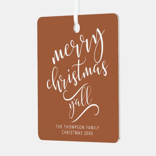 メリークリスマスY'allテキサス州ホリデーフォト メタルオーナメント (正面左)