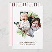 メリークリスマスY'allテキサス州州ホリデーカード 招待状 (正面/裏面)