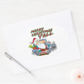 メリークリスマスyallレッドネックサンタ 楕円形シール (封筒)