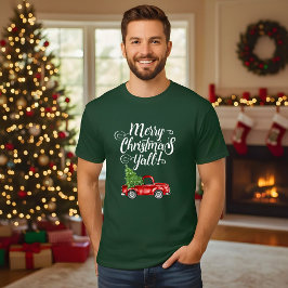 メリークリスマスY'allヴィンテージトラックグリーン Tシャツ