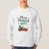 メリークリスマスY'allヴィンテージトラックホワイトグリーン Tシャツ (正面)