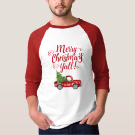 メリークリスマスY'allヴィンテージレッドトラック Tシャツ