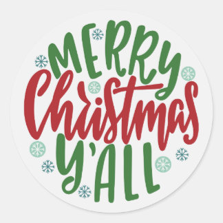 メリークリスマスY'all封筒用シールシール ラウンドシール
