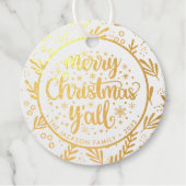 メリークリスマスY'all葉フォイルギフトラベル フェイバータグ (正面)