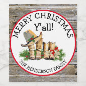 メリークリスマスY'all country and Western 素朴 ワインラベル (シングルラベル)