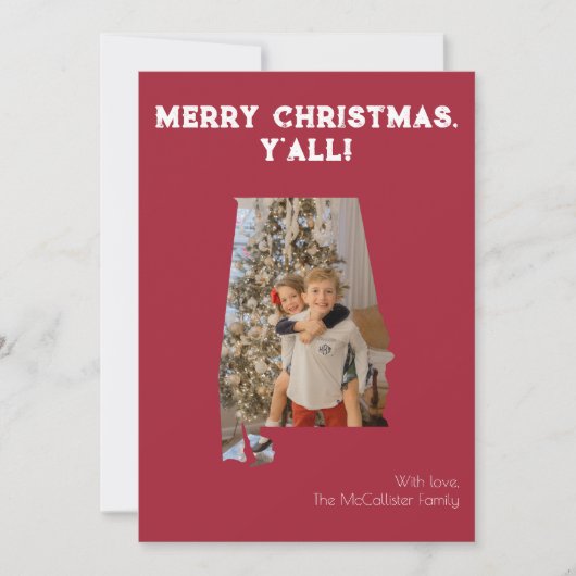 メリークリスマスY'all Crimson Alabama州写真 シーズンカード (正面)