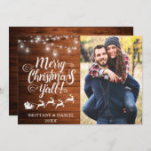 メリークリスマスY'all Lightsウッドカップルの写真 シーズンカード (正面/裏面)
