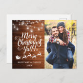 メリークリスマスY'all Lightsウッドカップルの写真 ポストカード (正面/裏面)