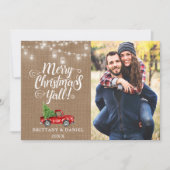 メリークリスマスY'all Lights Burlapトラックの写真 シーズンカード (正面)
