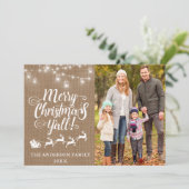 メリークリスマスY'all Lights Burlapファミリーフォト シーズンカード (スタンド正面)