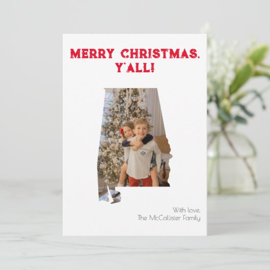 メリークリスマスY'all Red Alabama州写真 シーズンカード (スタンド正面)