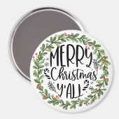 メリークリスマスY'all Waterカラーリース マグネット (正面/裏面)