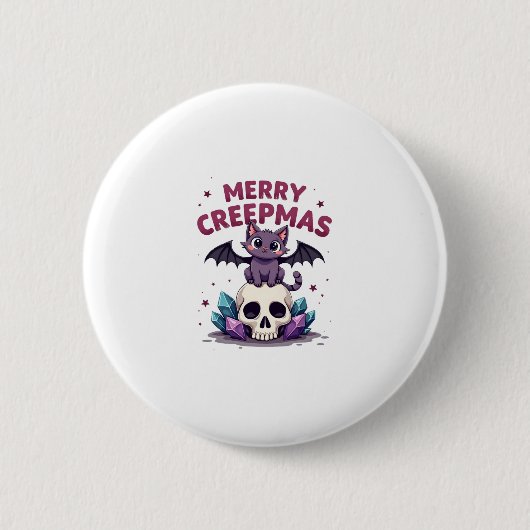 メリークリークマス 猫 パステルゴス クリスマス ドクロ Tシャツ 缶バッジ (正面)