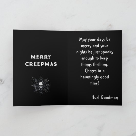 メリークリープクリスマス スプーキィ ゴースト ゴシック ヴィンテージ カード (内部)