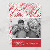 メリークリ文字デザインスマス5x7フラットカード シーズンカード (正面/裏面)