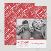 メリークリ文字デザインスマス5x7フラットカード シーズンカード (正面/裏面)