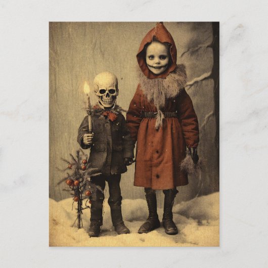 メリークレプマス不気味骨格ゴシックヴィンテージ ポストカード (正面)