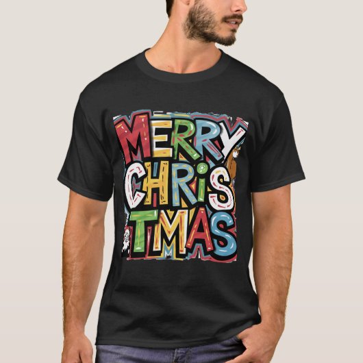 メリークールクリスマス文字グラフィティアート Tシャツ (正面)