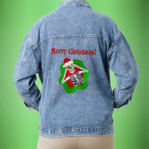 メリークールクリスマス骨格オーナメントの目 デニムジャケット
