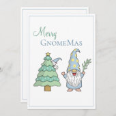 メリーグノメマスクリスマスツリー格言ホリデーカード (正面/裏面)