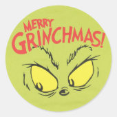 💚 メリーグリンチマス | おもしろクリスマスTシャツ | ラウンドシール (正面)
