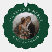 メリーグ結婚したリー結婚の写真 オーナメントカード (正面)