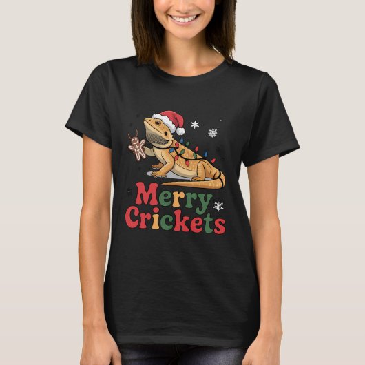 メリーコオロギトカゲのクリスマスイルミネーション Tシャツ (正面)