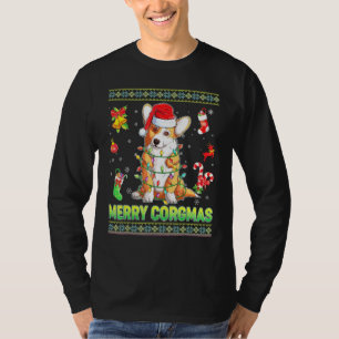 メリーコーギスマス コーギー 犬 クリスマス ライト Xmas スウェット Tシャツ