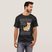 メリーコーギマス クリスマスのコーギーのせつないセーター Tシャツ (正面フル)