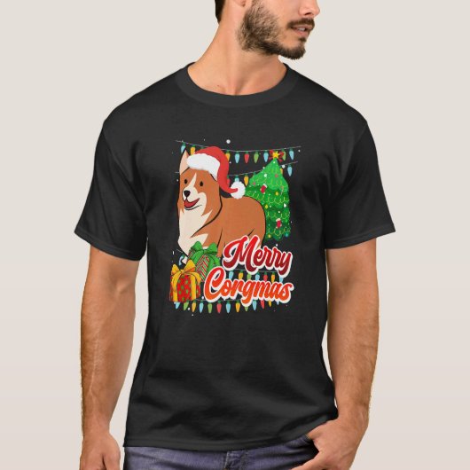 メリーコーグマス コーギーの飼い主 コーギー Tシャツ (正面)