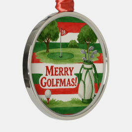 メリーゴルフマス!ゴルファー陽気なクリスマス・プレッピー メタルオーナメント