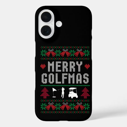メリーゴルフマス ゴルフ ゴルファー クリスマスセーター Case-Mate iPhoneケース (裏面)