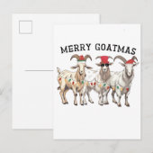 メリーゴートクリスマス ゴートラバー メリークリスマス インビテーションポストカード (正面/裏面)