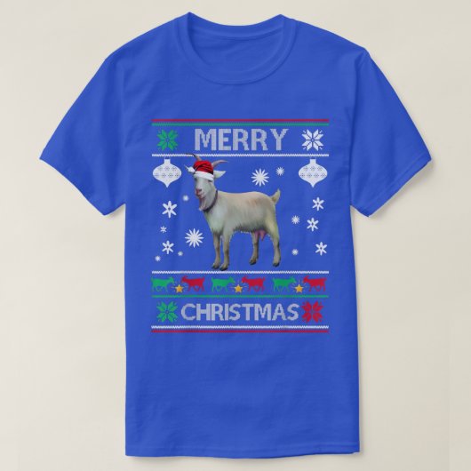 メリーゴートマスクリスマスヤギ愛好家の醜いクリスマス Tシャツ (デザイン正面)