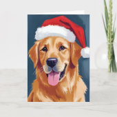メリーゴールデンレトリバー | サンタ帽子の犬のクリスマス カード (正面)