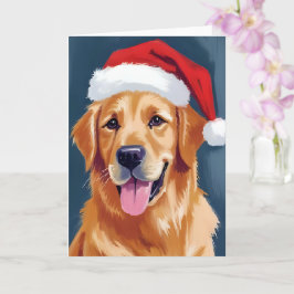 メリーゴールデンレトリバー | サンタ帽子の犬のクリスマス カード