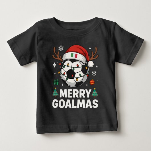 メリーゴールマス イタリア - サッカークリスマス ベビーTシャツ (正面)