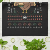 メリーサンクスマス クリスマス 感謝祭 七面鳥 キッチンタオル (折り畳み)