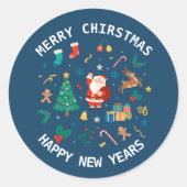 メリーサンタディア雪だるまクリスマスヴィンテージ ラウンドシール (正面)