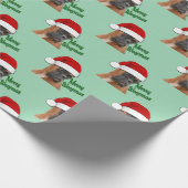 メリーサンタハットで愛らしいボクサー ラッピングペーパー (角)