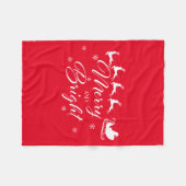 メリーサンタ&スリー付き&ブライト フリースブランケット (正面(横))