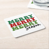 メリーシメリーーズ – レトロホリデーアート スクエアペーパーコースター (アングル)