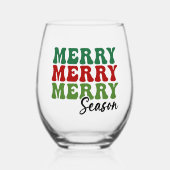 メリーシメリーーズ – レトロホリデーアート ステムなしワイングラス (正面)
