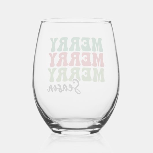 メリーシメリーーズ – レトロホリデーアート ステムなしワイングラス (裏面)