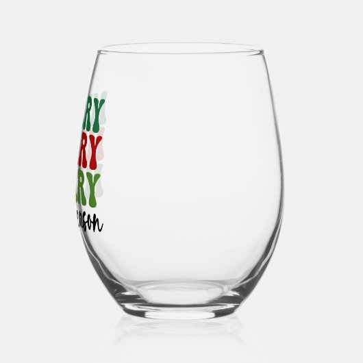 メリーシメリーーズ – レトロホリデーアート ステムなしワイングラス (左)